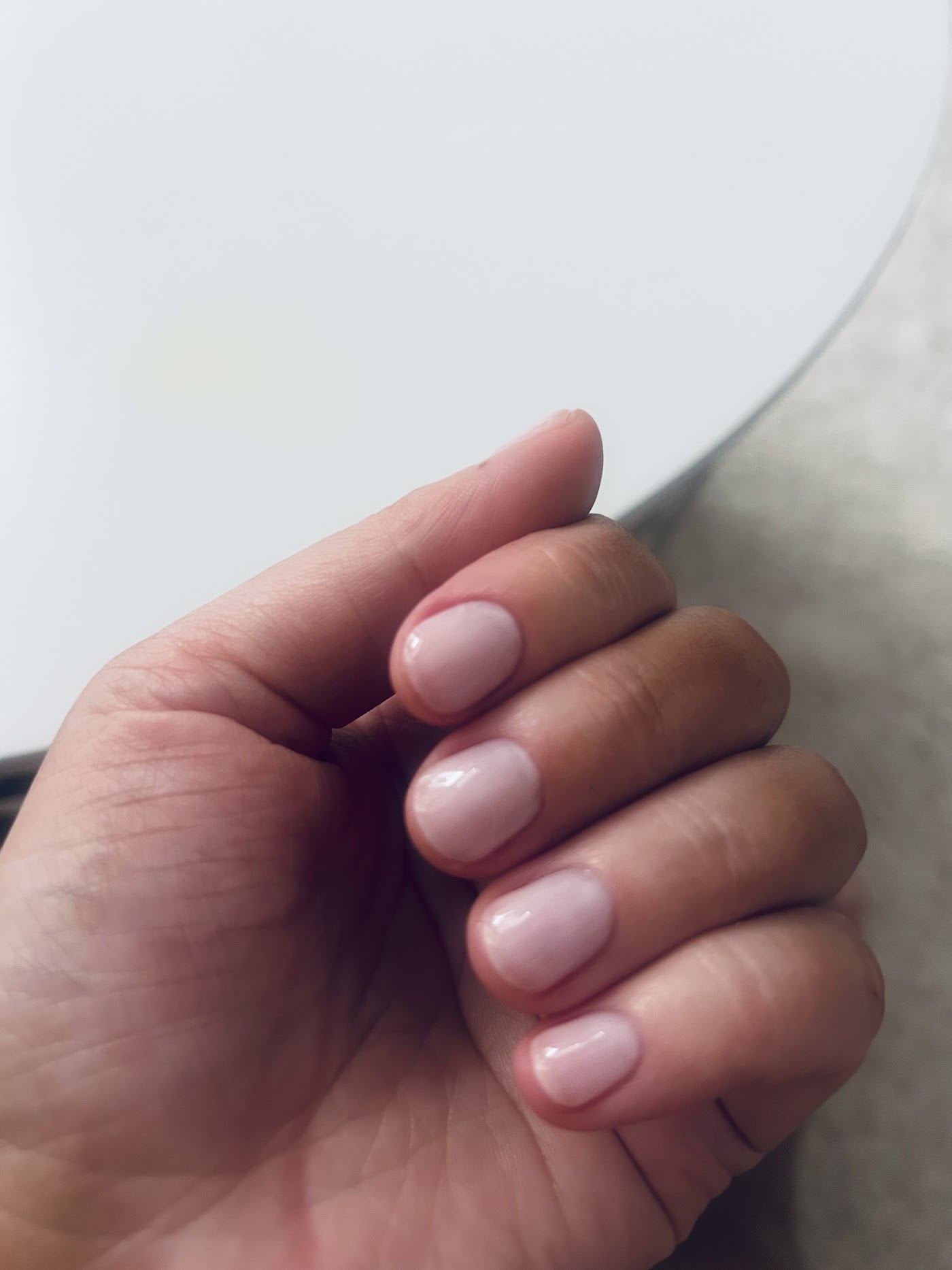 Soft pink natural manicure